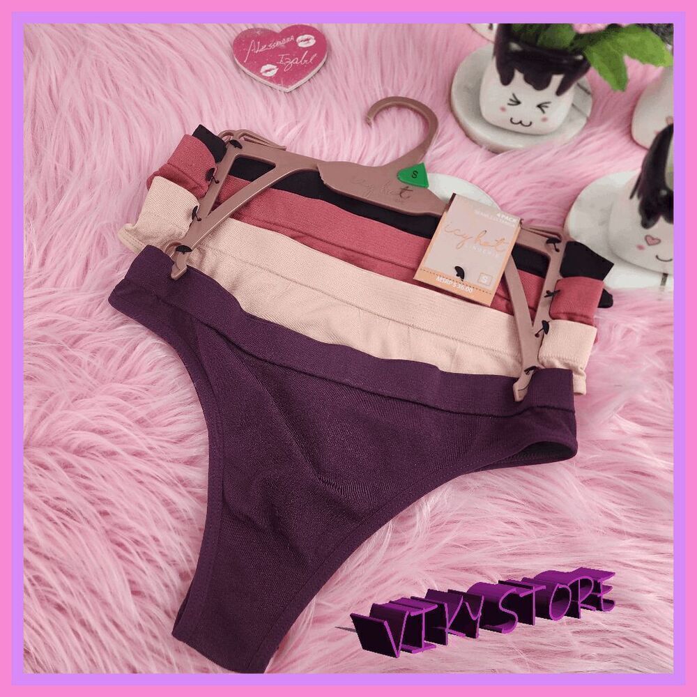 💕 NWT Icy Hot Seamless Tanga 4 Pack Size Small Comfort Fit #7158 💕
